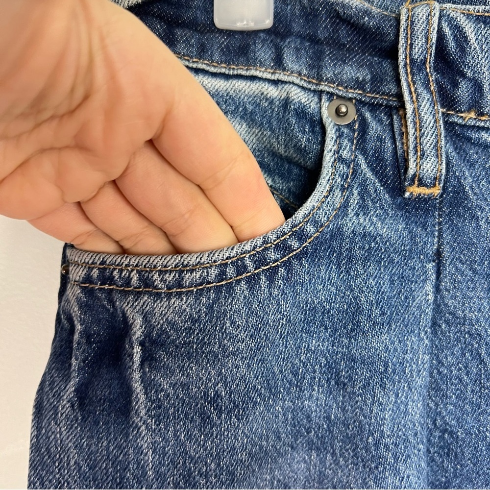 Frame Denim Mosaic High Waist Raw Hem Flare Leg Jeans Double Button Fly Size 25 - Picture 9 of 16